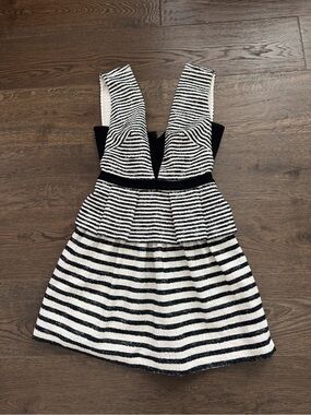 BCBGMaxAzria Black and White Striped Mini Dress
